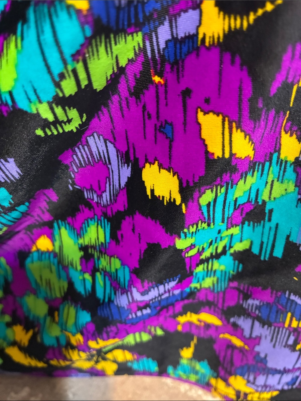 Allen B Vibrant Floral Tankini Set in Purple, Teal & Yellow Top- 12 Bottom- 10 - Picture 4 of 14